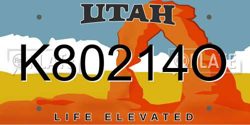 K80214O Utah License Plate