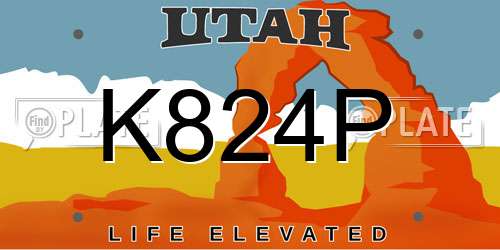 K824P Utah License Plate