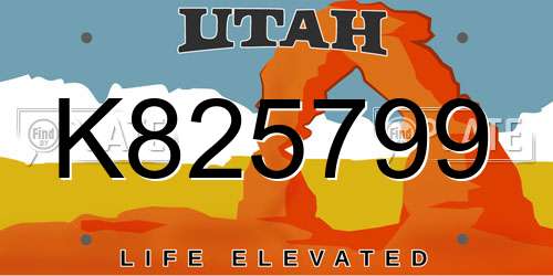 K825799 Utah License Plate