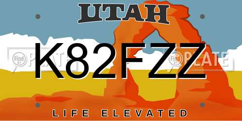K82FZZ Utah License Plate