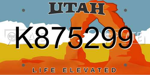 K875299 Utah License Plate