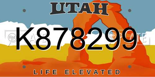 K878299 Utah License Plate