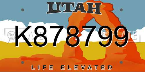 K878799 Utah License Plate