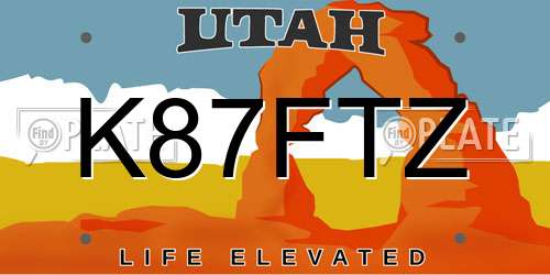 K87FTZ Utah License Plate