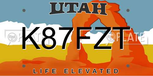 K87FZT Utah License Plate