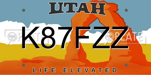 K87FZZ Utah License Plate