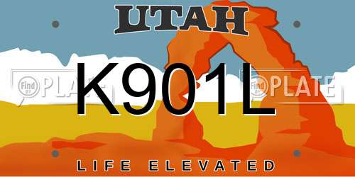 K901L Utah License Plate