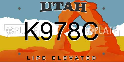K978C Utah License Plate