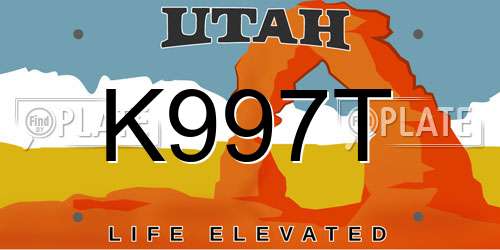 K997T Utah License Plate