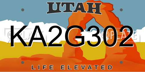 KA2G302 Utah License Plate