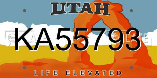 KA55793 Utah License Plate