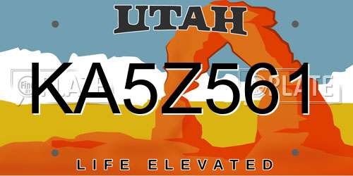 KA5Z561 Utah License Plate