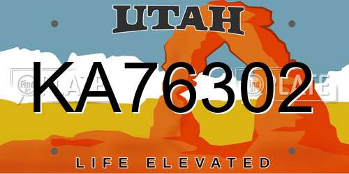 KA76302 Utah License Plate
