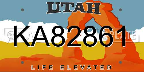 KA82861 Utah License Plate
