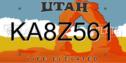 KA8Z561 Utah License Plate