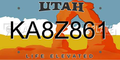 KA8Z861 Utah License Plate