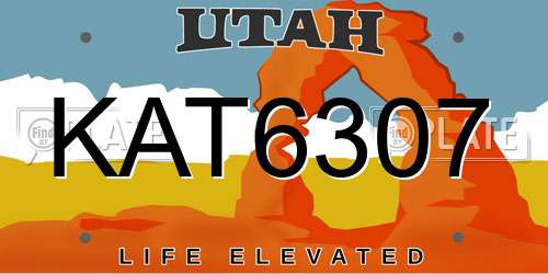 KAT6307 Utah License Plate
