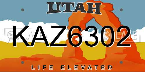 KAZ6302 Utah License Plate