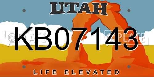 KB07143 Utah License Plate