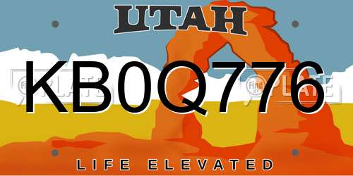 KB0Q776 Utah License Plate