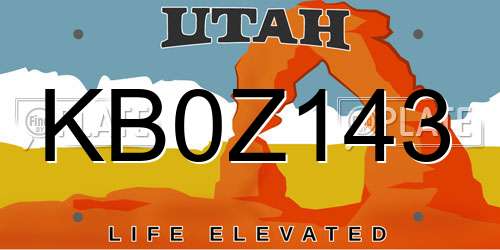 KB0Z143 Utah License Plate