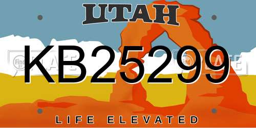KB25299 Utah License Plate
