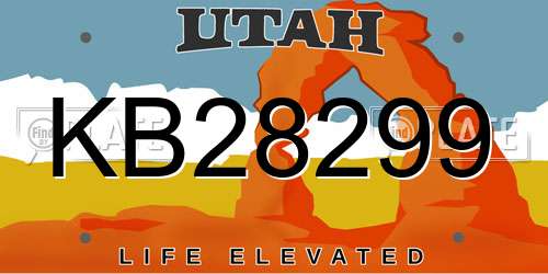 KB28299 Utah License Plate
