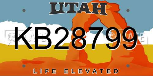 KB28799 Utah License Plate