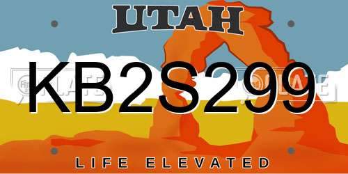 KB2S299 Utah License Plate