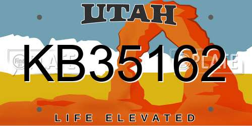 KB35162 Utah License Plate