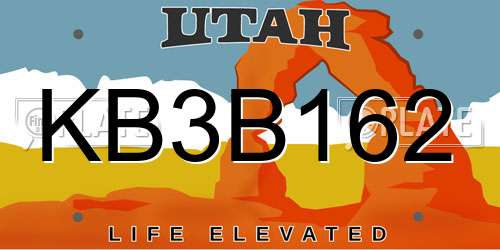 KB3B162 Utah License Plate