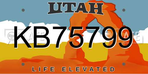 KB75799 Utah License Plate