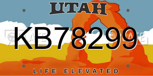 KB78299 Utah License Plate