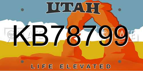 KB78799 Utah License Plate