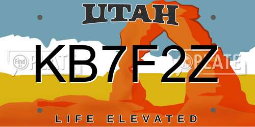 KB7F2Z Utah License Plate
