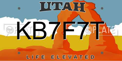 KB7F7T Utah License Plate