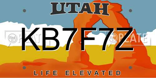 KB7F7Z Utah License Plate