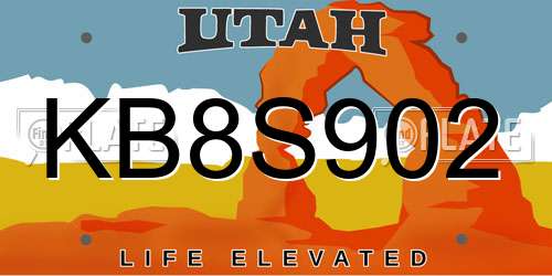 KB8S902 Utah License Plate