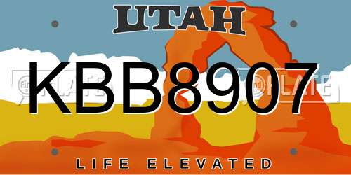 KBB8907 Utah License Plate