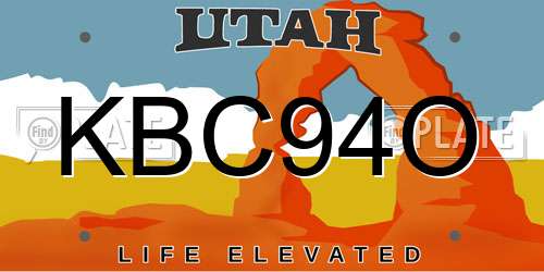 KBC94O Utah License Plate