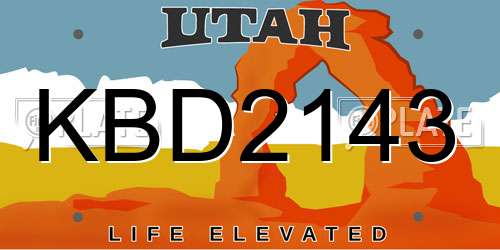 KBD2143 Utah License Plate