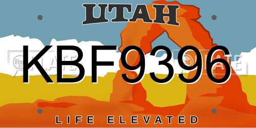 KBF9396 Utah License Plate
