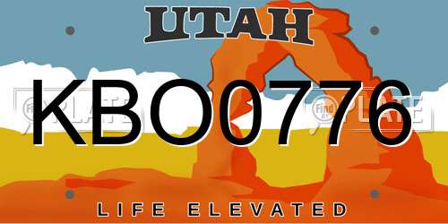 KBO0776 Utah License Plate