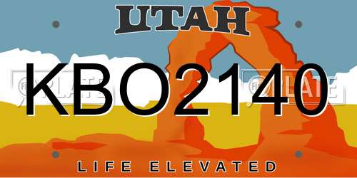KBO2140 Utah License Plate