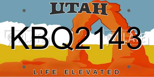 KBQ2143 Utah License Plate