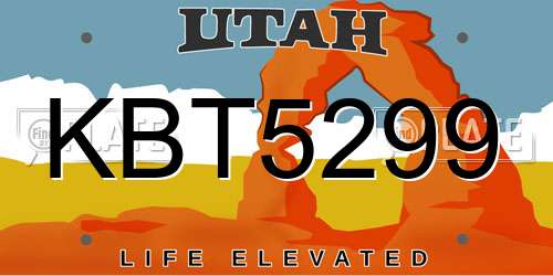 KBT5299 Utah License Plate