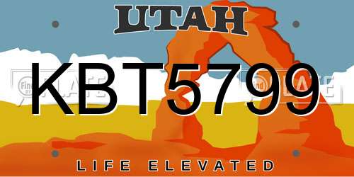 KBT5799 Utah License Plate