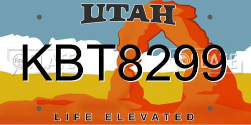 KBT8299 Utah License Plate