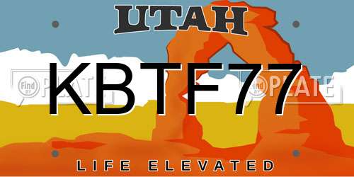 KBTF77 Utah License Plate