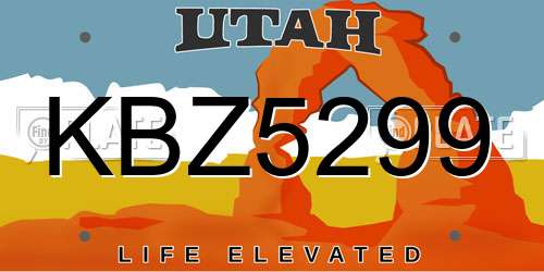 KBZ5299 Utah License Plate